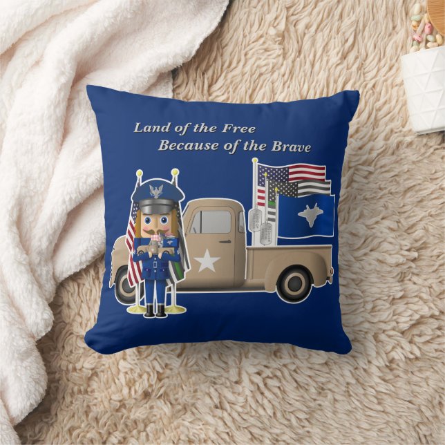 Cojín Decorativo Nutcracker de la Fuerza Aérea con un pequeño camió (Manta)