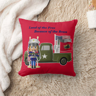Cojín Decorativo Nutcracker marino con un pequeño camión militar