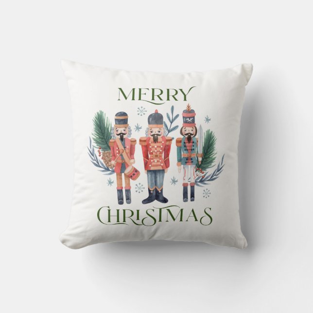 Cojín Decorativo Nutcrackers con la tipografía navideña (Anverso)
