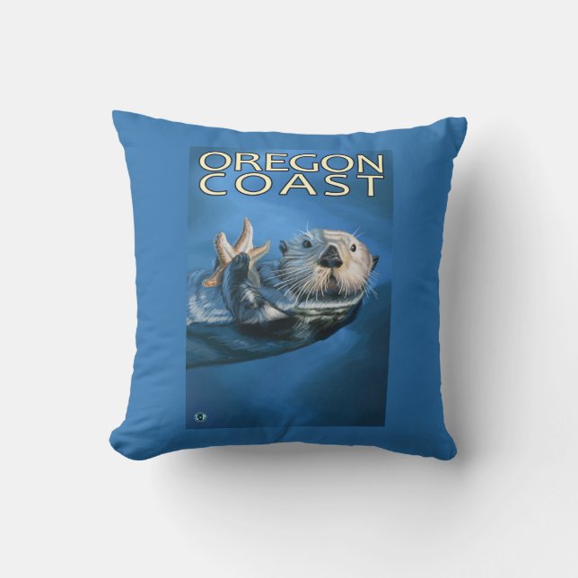 Cojín Decorativo Nutria de mar de la costa de Oregon (Anverso)