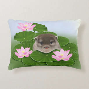 Cojín Decorativo Nutria y flores de Lotus