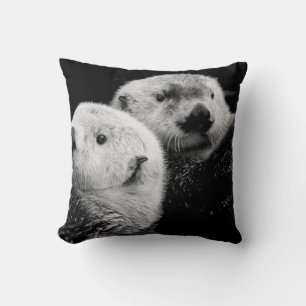 Cojín Decorativo Nutrición marina: Par blanco negro.