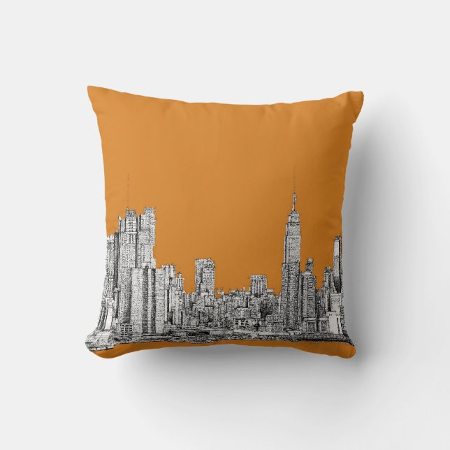 Cojín Decorativo NYC en naranja (Anverso)