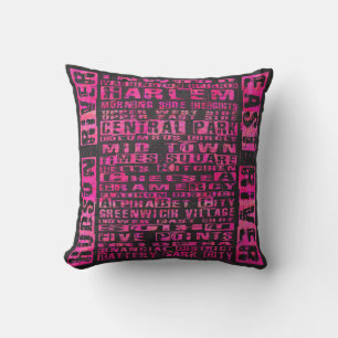 Cojín Decorativo NYC Vecindarios Hot Pink
