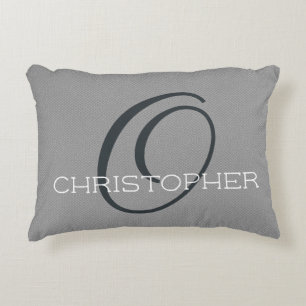Cojín Decorativo O Nombre Personalizado Inicial Negro Blanco Gris