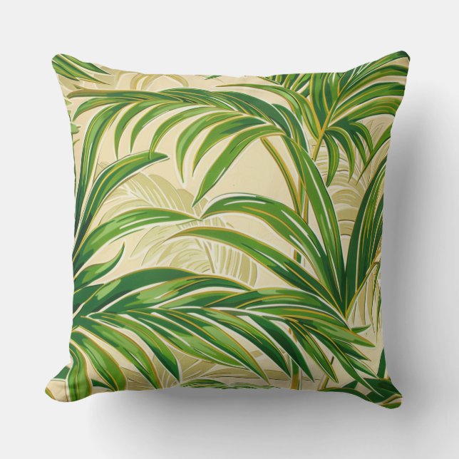 Cojín Decorativo Oasis de palmeras tropicales exuberantes (Anverso)