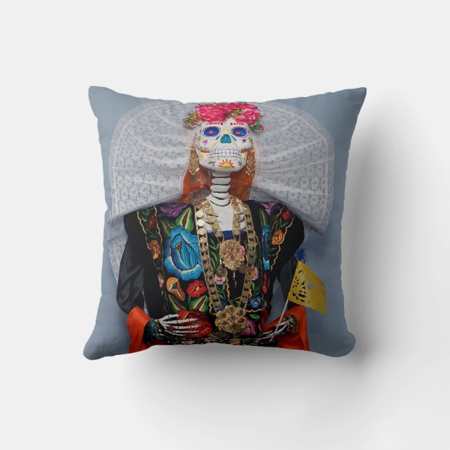Cojín Decorativo Oaxaca Calavera Catrina Tehuana (Reverso)