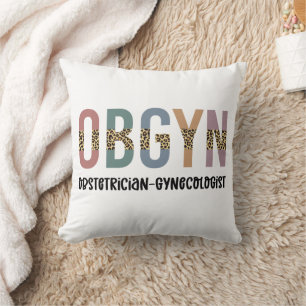 Cojín Decorativo OBGYN Obstetra Ginecólogo Estampado de Leopardo