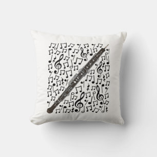 Cojín Decorativo Oboe Musical Notes Oboist Woodwind Music Teacher
