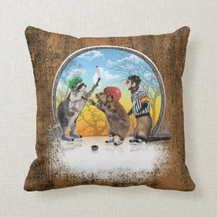 Cojín Decorativo Obra clásica del Critter del hockey