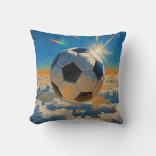 Cojín Decorativo Obra de arte de balón de fútbol volador (pintura a