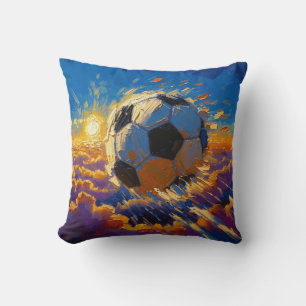 Cojín Decorativo Obra de arte de balón de fútbol volador (pintura a