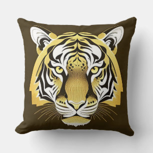 Cojín Decorativo Obra de arte del tigre ornamental dorado