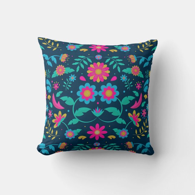 Cojín Decorativo Obra de arte mexicana de estilo  (Anverso)