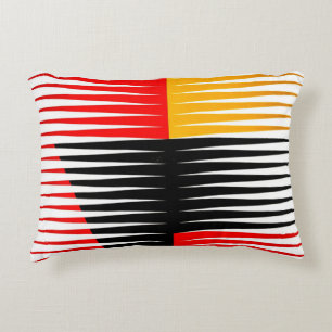 Cojín Decorativo Obra de arte roja, negra y amarilla