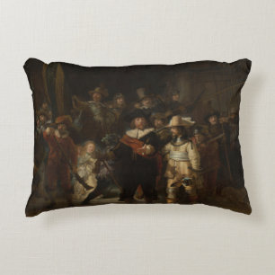 Cojín Decorativo Obra maestra barroca del reloj nocturno Rembrandt