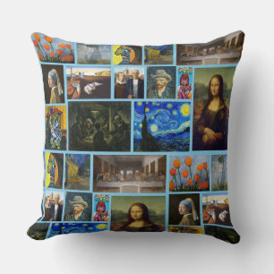 Cojín Decorativo Obras Maestras de Arte, Azul