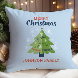 Cojín Decorativo Obsesionado con la Navidad Nombre de familia perso