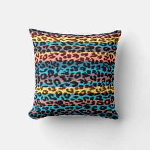Cojín Decorativo Obstáculo de piel de leopardo de rayas coloridas