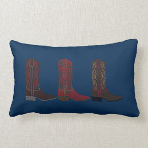 Cojín decorativo occidental de las botas, azul