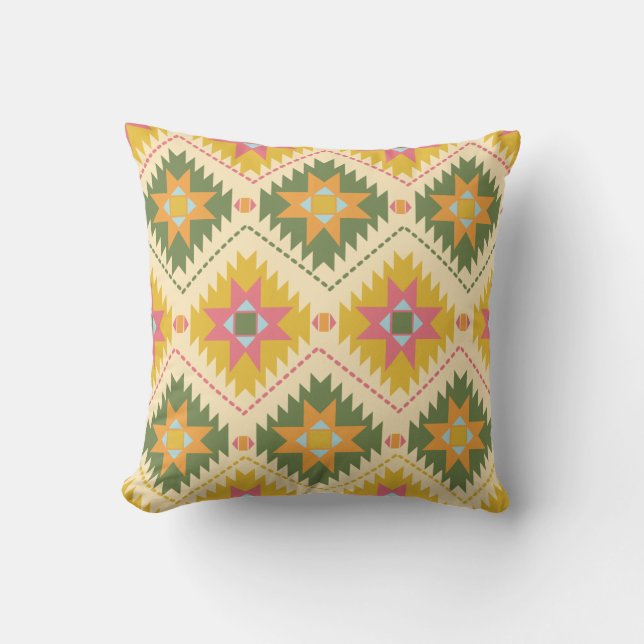 Cojín Decorativo Occidental en oro y verde (Anverso)
