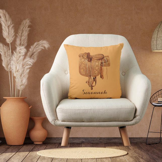 Cojín Decorativo Occidente, silla, niña, equitación, día de la madr (Subido por el creador)