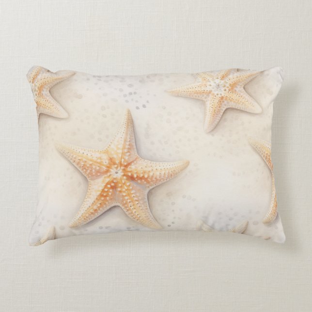 Cojín Decorativo Ocean Cream Peach Beach Starfish (Anverso)