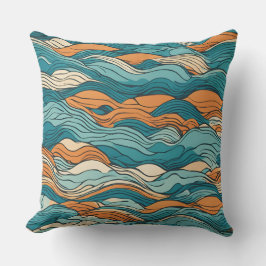Cojín Decorativo Ocean Currents: Stylized Wave Pattern