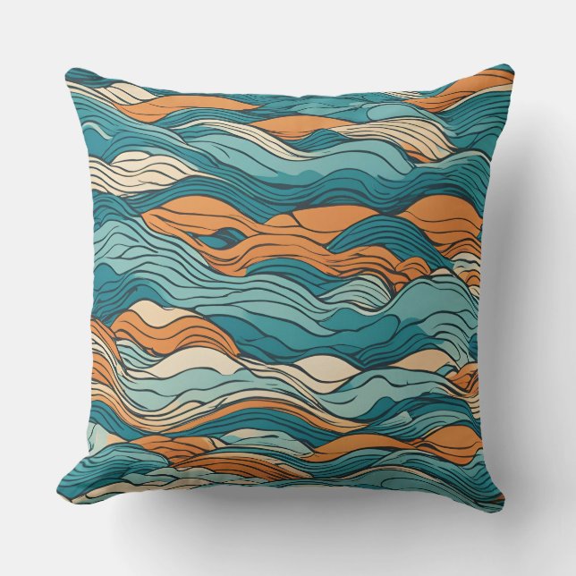 Cojín Decorativo Ocean Currents: Stylized Wave Pattern (Anverso)