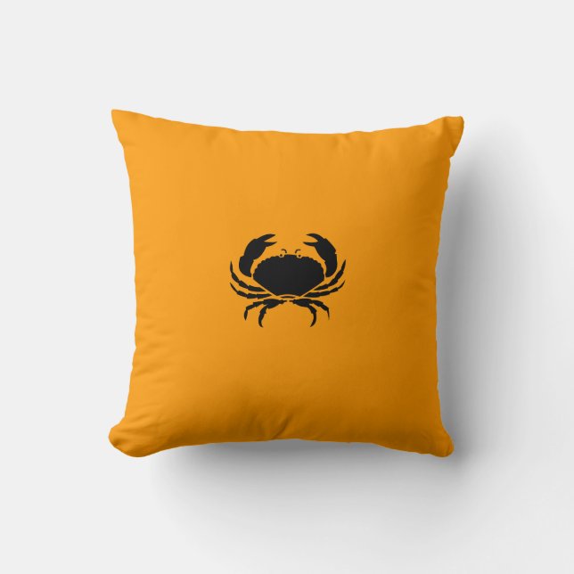 Cojín Decorativo Ocean Glow_Black sobre el cangrejo Naranja (Anverso)