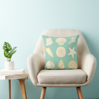 Cojín Decorativo Ocean green throw pillow with seashells
