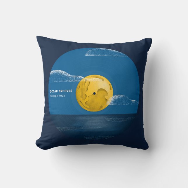 Cojín Decorativo Ocean Grooves Vinyl Ocean Night Art (Anverso)