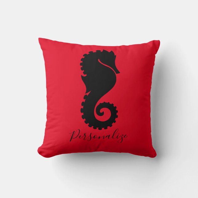 Cojín Decorativo Ocean Seahorse Black Red Personalized (Anverso)