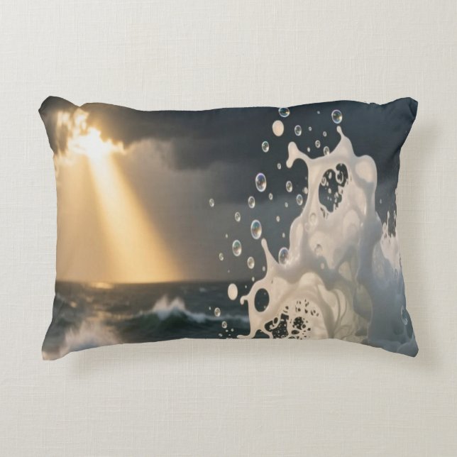 Cojín Decorativo Ocean Waves & Sea Foam Throw Pillow Cover (Anverso)