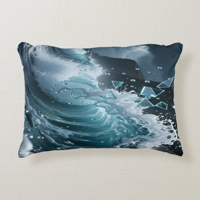 Cojín Decorativo Ocean Waves & Sea Foam Throw Pillow Cover (Anverso)