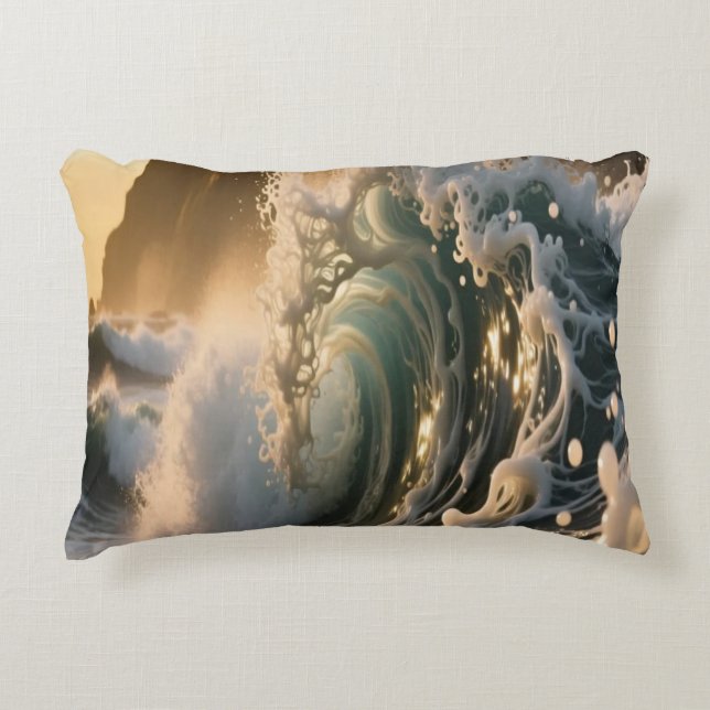 Cojín Decorativo Ocean Waves & Sea Foam Throw Pillow Cover (Anverso)