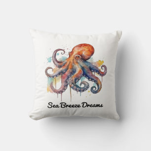 Cojín Decorativo Ocean Whimsy: Octopus colorido