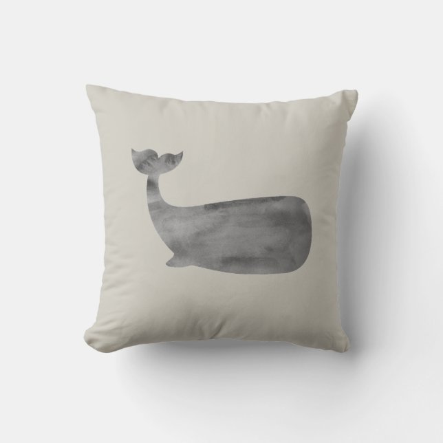 Cojín decorativo oceánico náutico de ballenas (Anverso)