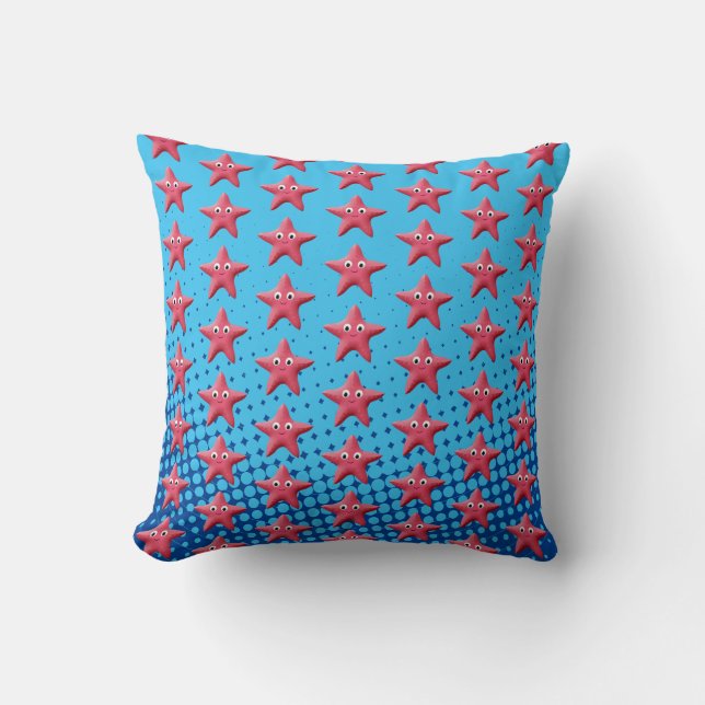 Cojín Decorativo Océano azul marino Starfish Rosa (Anverso)