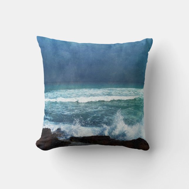 Cojín Decorativo Océano Hawaii Waves Aqua Verde azulado Blue Surf (Anverso)