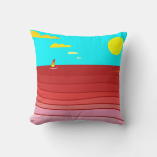 Cojín Decorativo Océano Marítimo Mar Rojo Sol amarillo y nubes