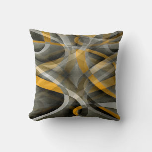 Cojín Decorativo Ochenta Retro Mostaza Amarillo y Gris Abstracto Cu