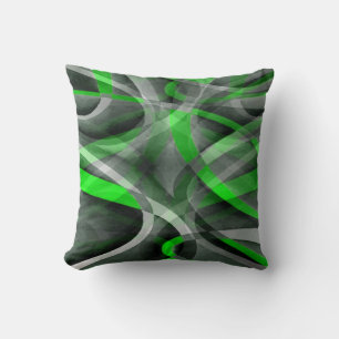 Cojín Decorativo Ochenteros Retro Neon Verde y Gris Línea Curva Pat