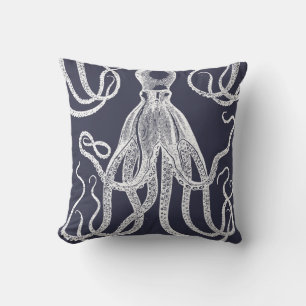 Cojín Decorativo Octopus antiguo sobre el azul