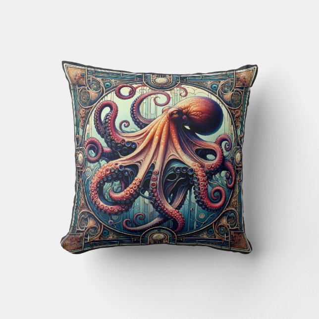 Cojín Decorativo Octopus Art Deco (Anverso)