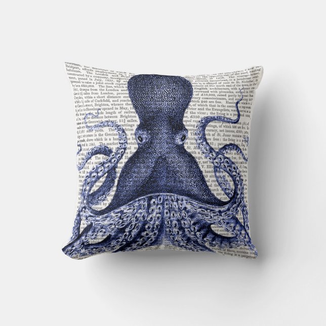 Cojín Decorativo Octopus azul (Anverso)