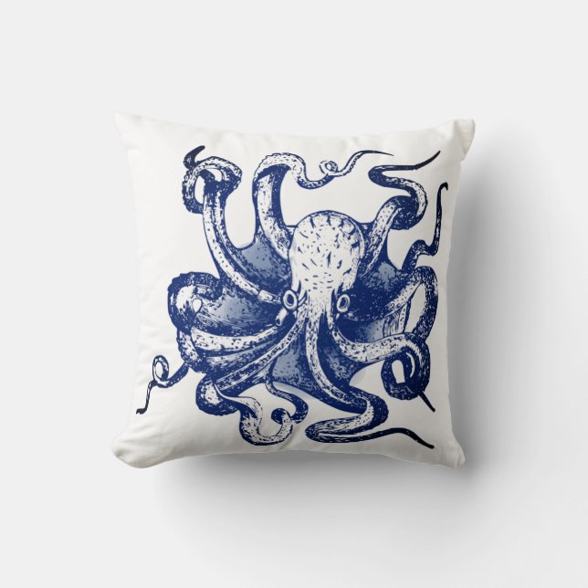 Cojín Decorativo Octopus azul (Anverso)