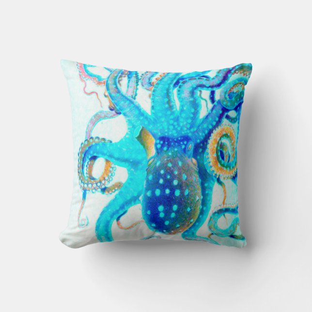 Cojín Decorativo Octopus azul colorido (Anverso)