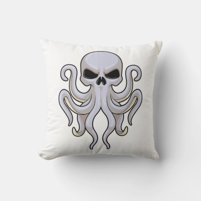 Cojín Decorativo Octopus con 8 brazos y cráneo (Anverso)