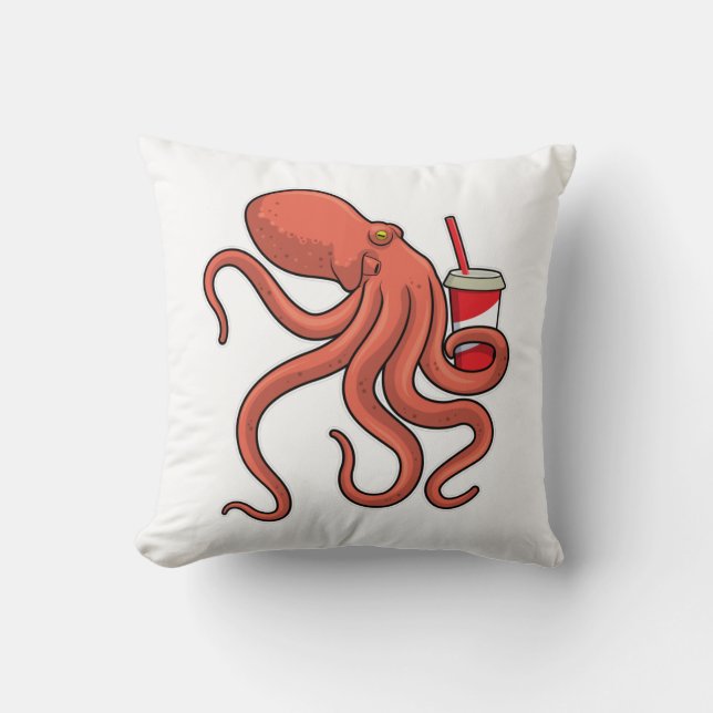 Cojín Decorativo Octopus con bebida (Anverso)
